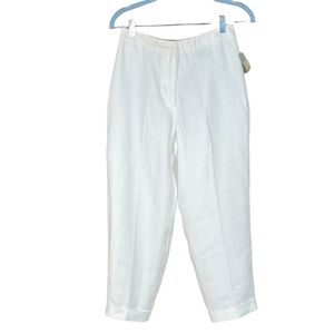 Talbots Petites Irish Linen White Lined Pants Size 4 NWT